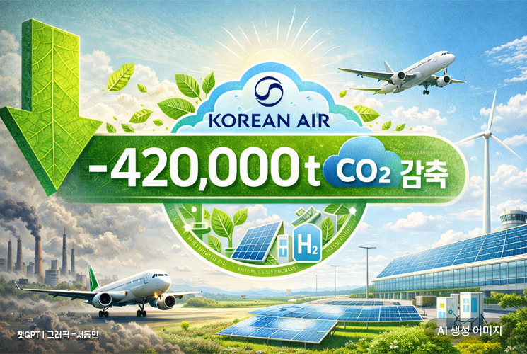 대한항공, 2025년 탄소 42만t 감축… 운항 늘어도 배출은 줄었다