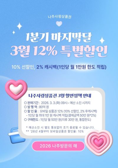 봄바람 가득 3월…나주사랑상품권 12% 특별 할인