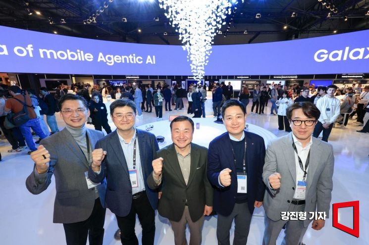 [포토] 홍범식 LG유플러스 대표, MWC 삼성 갤럭시 부스 방문