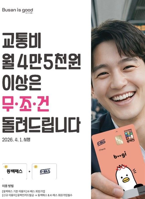 부산선 버스·지하철 아무리 타도 4만5000원 안 넘어
