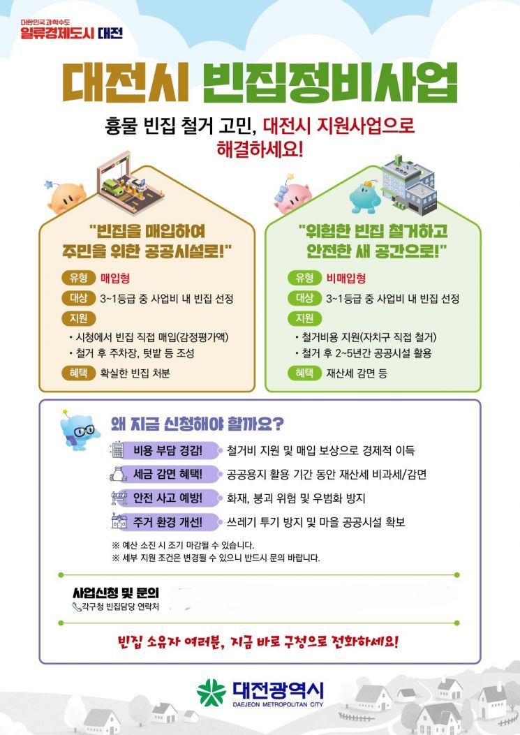 대전시, 빈집 철거 지원 '빈집 정비사업 대상지' 모집
