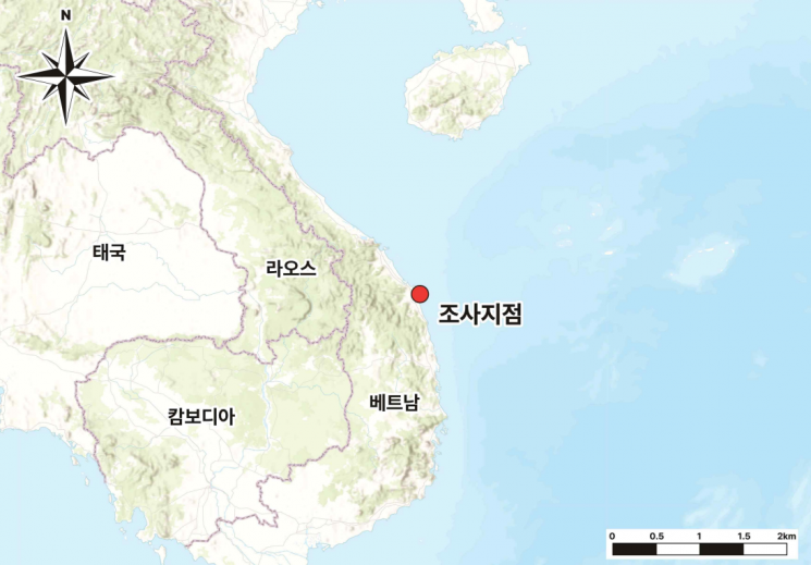 베트남 꽝응아이성 빈쩌우만 쩌우투언 해역 위치도