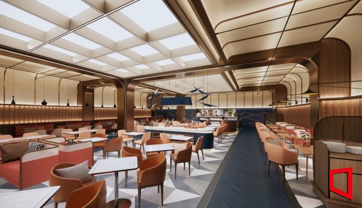 트레블로지 역삼 내 F&B 공간 투시도. 현대리바트