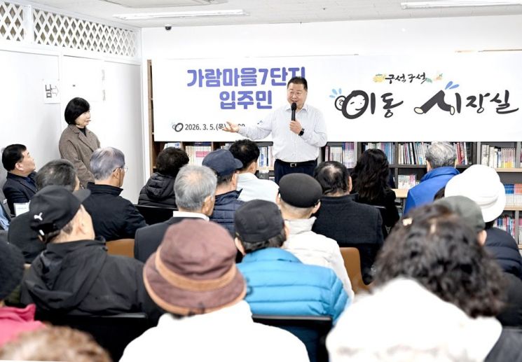 Park Kyungil 坡州市长于本月5日在Garam村7小区自习室举行移动市长办公会。坡州市提供
