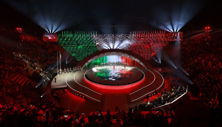 6일(현지시간) 이탈리아 베로나 아레나에서 2026 밀라노·코르티나 동계패럴림픽 개회식이 열리고 있다. 연합뉴스