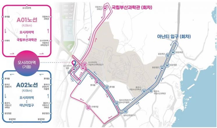 内省～中东BRT自动驾驶汽车试运行区域线路图。