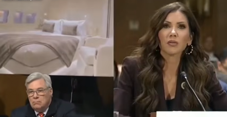 2026년 3월 3일 워싱턴 국회의사당에서 열린 청문회에서 크리스티 놈 장관이 초호화 제트기 내부 침실 등 관련 질문을 받고 있다. /유튜브 캡처