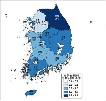 '2025~2026절기 한랭질환 응급실 감시체계' 한랭질환자 발생 분포. 질병관리청