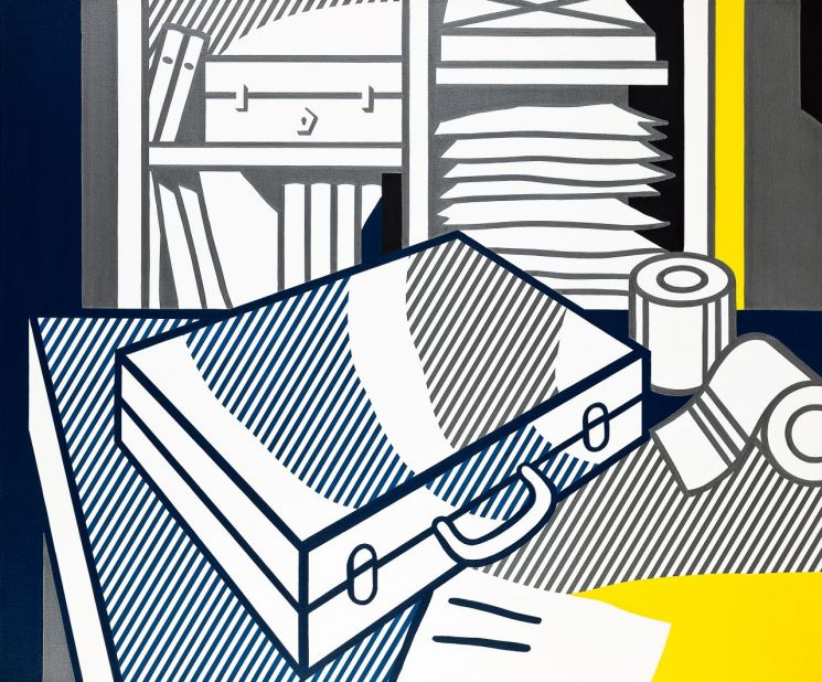 로이 리히텐슈타인, Still Life with Attach Case, 1976. Acrylic, oil and graphite pencil on canvas. 사진 서울옥션