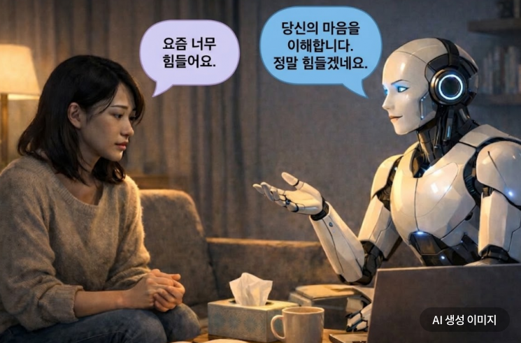 인공지능(AI)과 상담하는 모습을 AI로 추출한 이미지