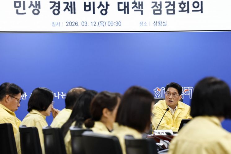 화성특례시가 12일 본청 상황실에서‘민생경제 비상 대책 점검회의’를 개최하고 있다. 화성시 제공