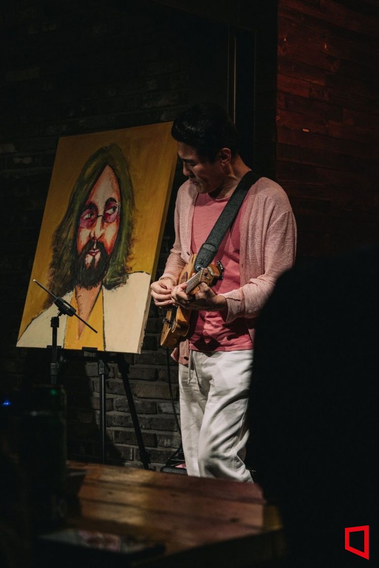 기타의 즉흥, 캔버스에 스미다 김정식, 군위 금송아트갤러리서 초대전 권병건 기자