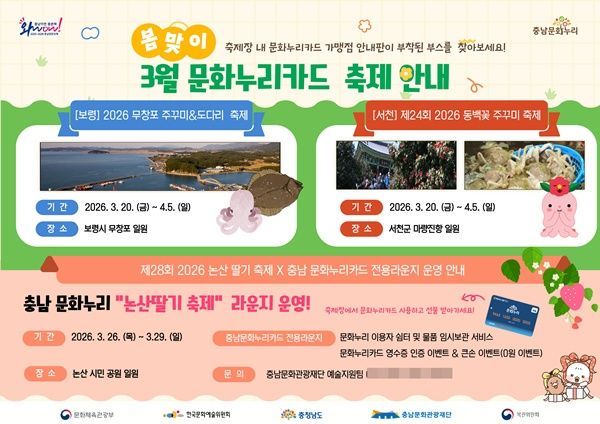 충남 축제, 문화누리카드로 즐긴다