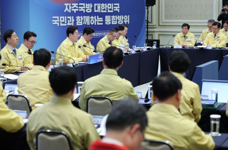 이재명 대통령이 23일 청와대 영빈관에서 열린 제59차 중앙통합방위회의를 주재하고 있다. 2026.3.23 연합뉴스