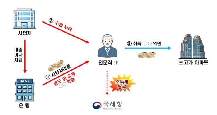 사업자 대출금의 용도 외 유용 관련 탈루사례. 국세청