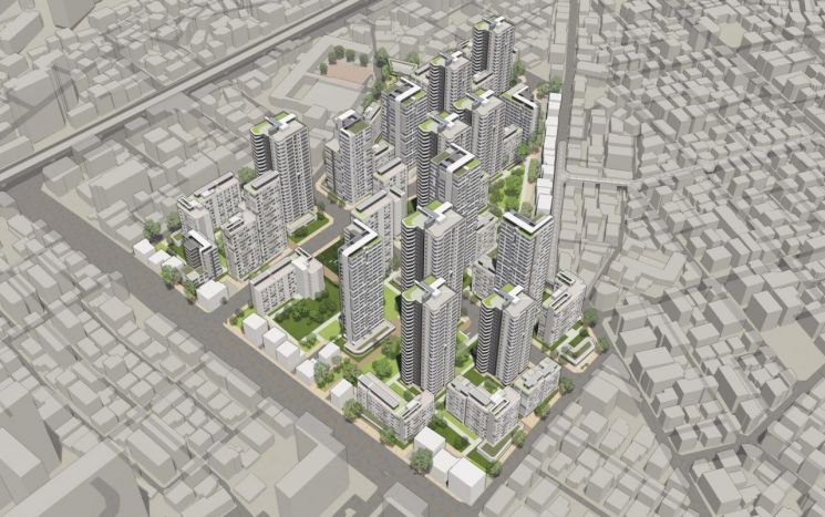 首尔市广津区紫阳1洞799号一带摩阿城鸟瞰图。首尔市提供