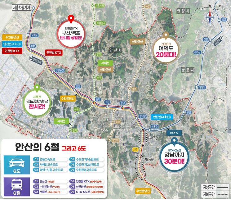 안산의 6도 6철 교통망 개념도. 안산시 제공