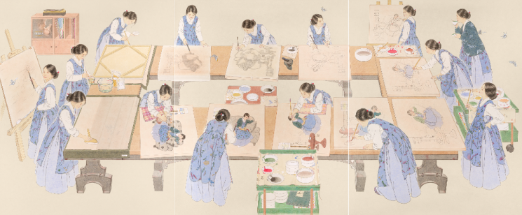 신선미_채색화 이야기_162.2x130.3cm x3ea_2026-2. 더 트리니티