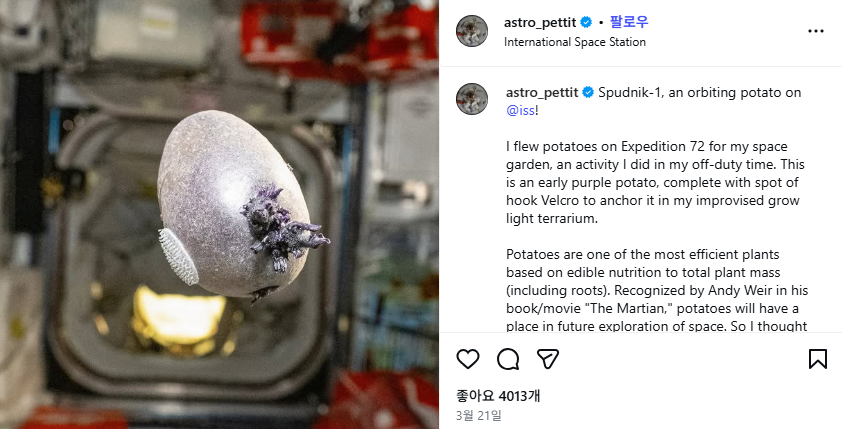 取自 Don Pettit 的 Instagram 截图。
