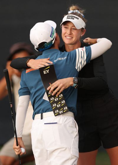 Nelly Korda, who was content with consecutive runner-up finishes for two weeks after hitting a wall against Hyo Joo Kim, praised, "Hyo Joo Kim's performance was remarkable." Photo by AFP Yonhap News