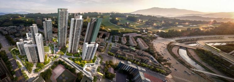 器兴1区重建项目“器兴站 Prugio Masterpiece”鸟瞰图。大宇建设供图