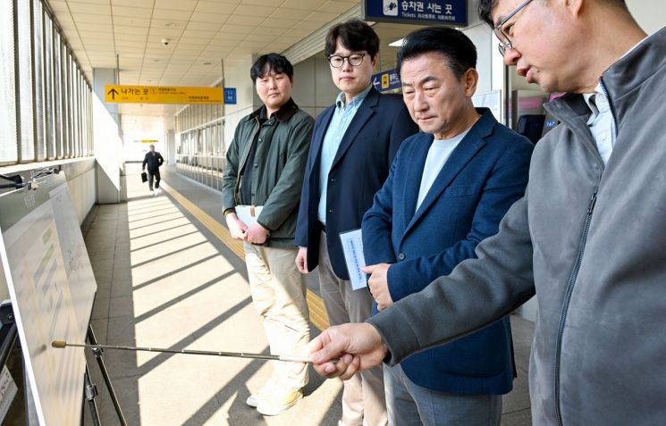 8日，Uijeongbu市市长 Kim Donggeun 在义政府站一带对首都圈广域快线 GTX-C 义政府站项目预定地进行现场检查。Uijeongbu市提供