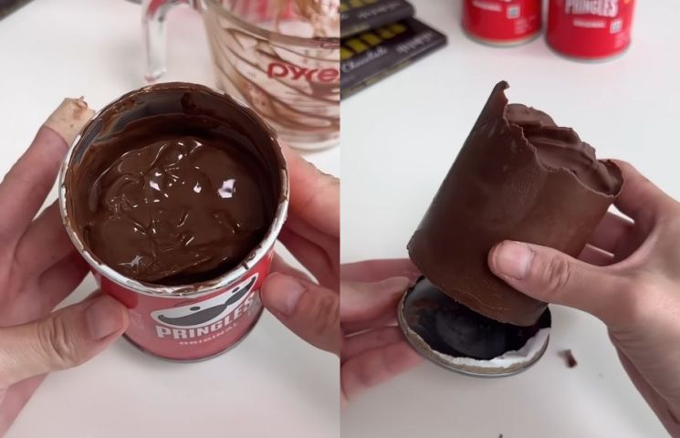 ‘프링글스 초코 블럭’. 유튜브 채널 '욤 yome' 영상 캡처