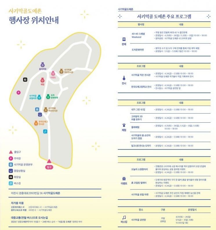 제40회 이천도자기축제 사기막골도예촌 행사장 위치도. 이천시 제공