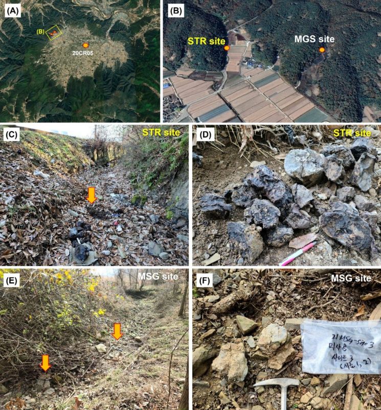 합천 운석충돌구에서 발견한 스트로마톨라이트 현장 사진들. KIGAM 제공