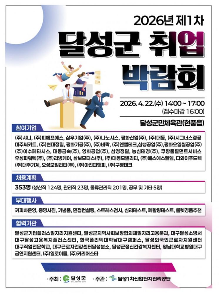 대구 달성군 취업박람회 포스터