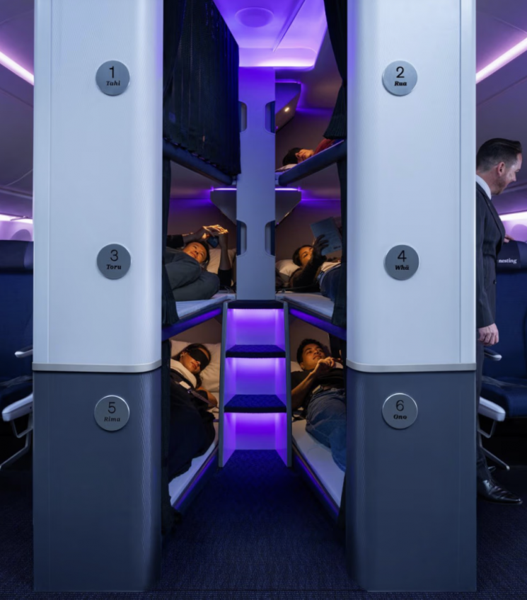 에어뉴질랜드는 항공사 최초로 침대형 수면 캡슐 좌석 서비스인 '스카이네스트(Skynest)'를 도입한다. 에어뉴질랜드