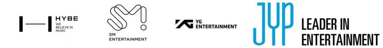 하이브, SM, YG, JYP 로고. 각 사 제공