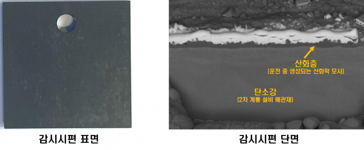 연구팀이 개발한 감시시편의 표면과 단면. 한국원자력연구원