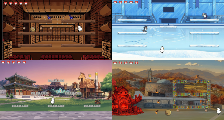 경남 김해문화관광재단이 직접 만든 레트로 게임 '토더기 어드벤처' 스테이지 화면. [이미지제공=김해시]