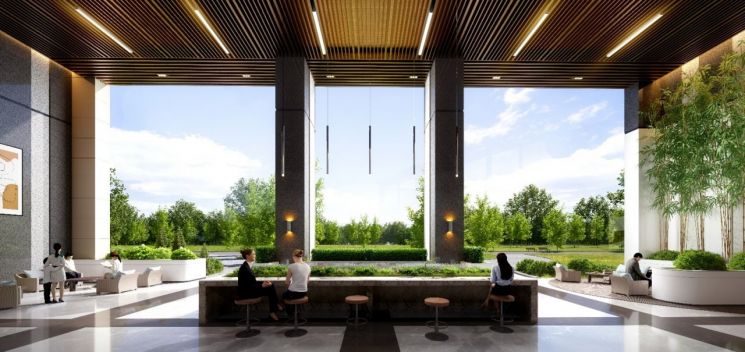 정비사업 사상 최고의 높이 17m 필로티. 포스코이앤씨 제공