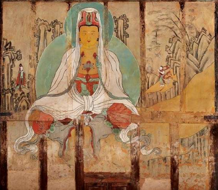 부안 내소사 대웅보전 관음보살 벽화.