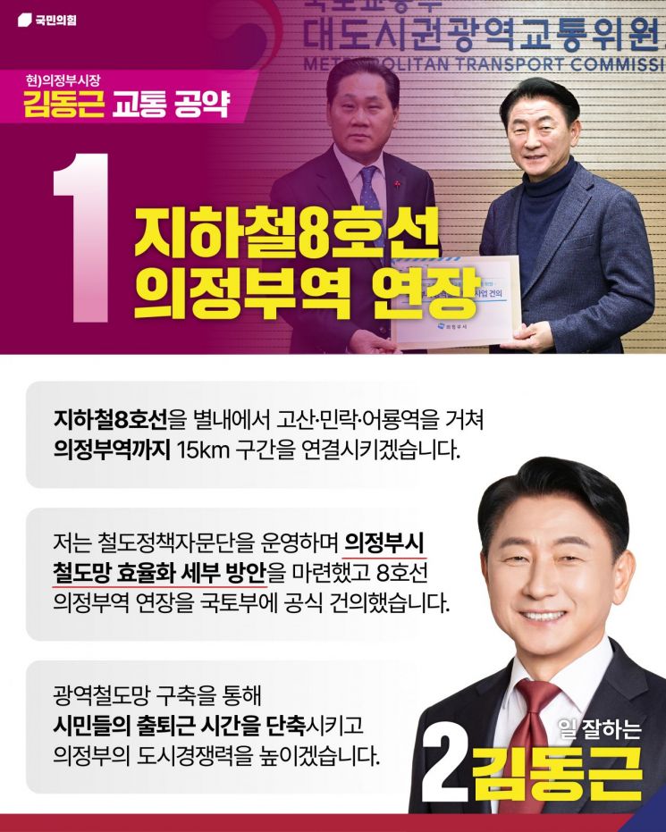 지하철8호선 의정부역 연장 공약 이미지. 김동근 후보 제공