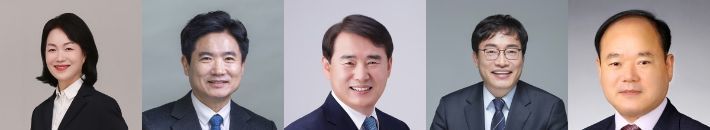 왼쪽부터 강숙영·김대중·이정선·장관호·최대욱 예비후보. 연합뉴스