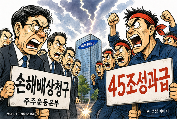 "45조 성과급은 자해행위 강력한 법적 대응" 삼성전자 주주단체, 노조 파업 강력 경고