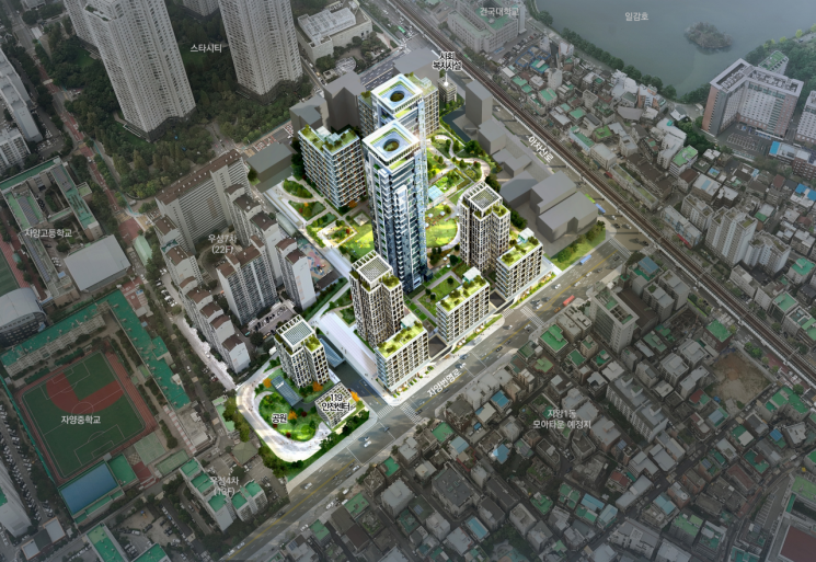 首尔市广津区紫阳3洞227-147号一带住宅再开发整备规划鸟瞰图。首尔市供图