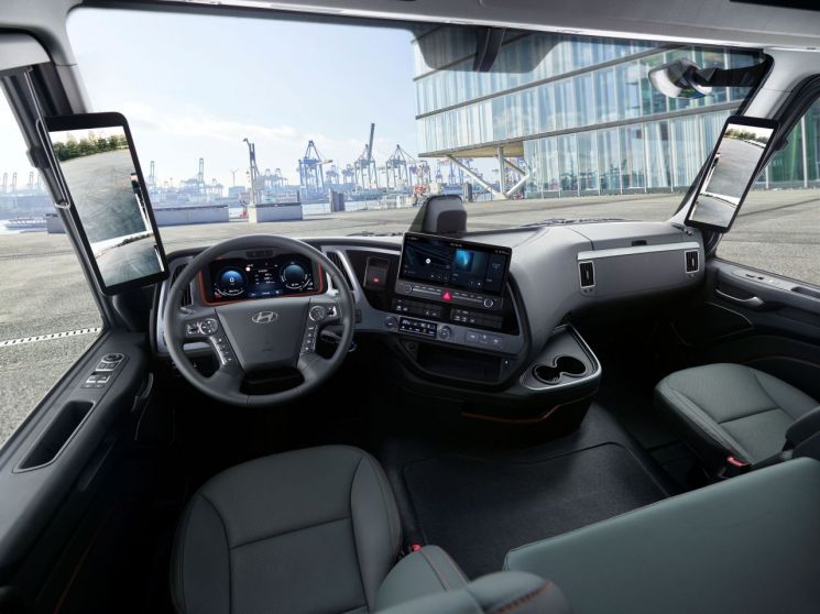 Interior image of The New 2027 Xcient Hydrogen Fuel Cell Truck. Hyundai Motor Company