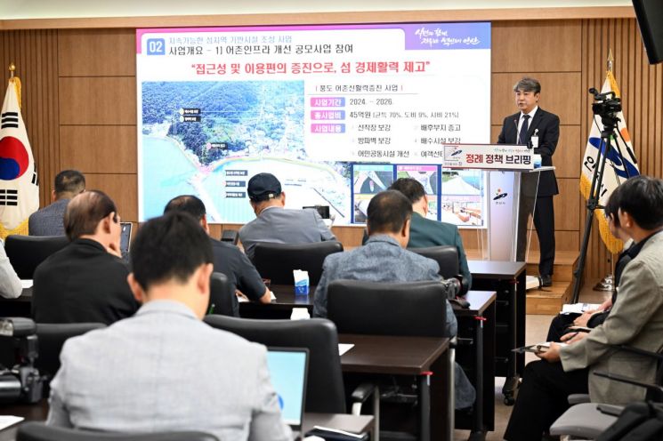 12日，在市厅第一会议室，大海洋本部部长 Seo Byeonggu 举行5月例行政策吹风会，发布以扩充丰岛和陆岛基础设施以及推进渔村新政3.0项目等为核心内容的主要政策推进计划。安山市供图