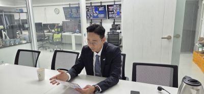 아이엠에스유니온 유준희 총괄본부장이 호텔케어25와 시영의 기술에 대해 설명하고 있다. 민찬기 기자