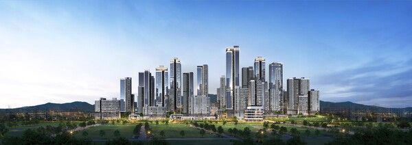 Perspective view of Jeungsan 4 District Urban Public Housing Complex Project. Provided by DL E&C