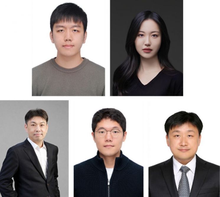 (Top row from left) Jaeho Byun, PhD candidate at KAIST; Minkyeong Ban, PhD candidate at KAIST; (Bottom row from left) Jinwoo Lee, Professor at KAIST; Seongjun Kim, PhD at Korea Research Institute of Chemical Technology; Jangyong Lee, Professor at Konkuk University. KAIST