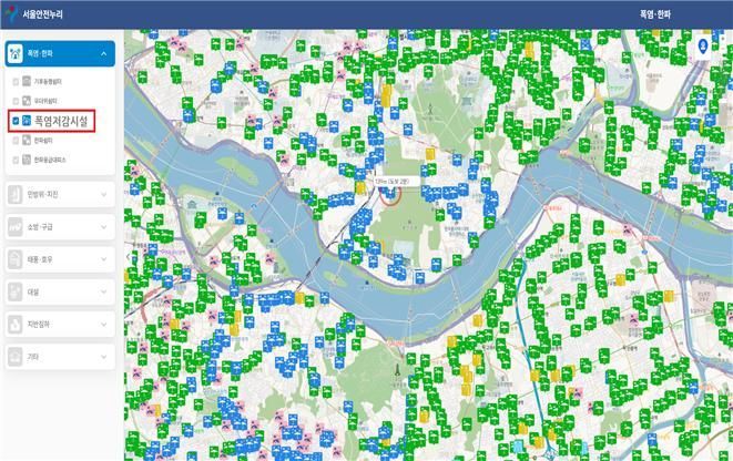 Heatwave mitigation facility guide map within Seoul Safety Nuri. Seoul City