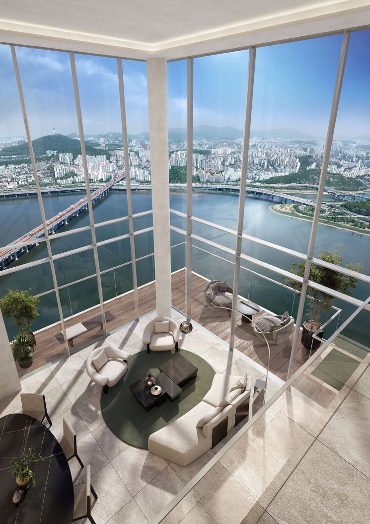 Interior rendering of the penthouse in Apgujeong District 3. Provided by Hyundai Engineering & Construction