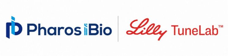 From the left, logos of Pharos iBio and Lilly TuneLab companies. Pharos iBio