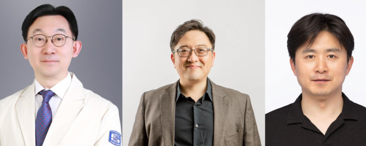 코로 흡입하는 '뇌종양 치료제'를 개발하는 연구진. 왼쪽부터 양승호 서울성모병원 교수, 박성민 포스텍 IT융합공학과 교수, 김원종 화학과 교수. 서울성모병원
