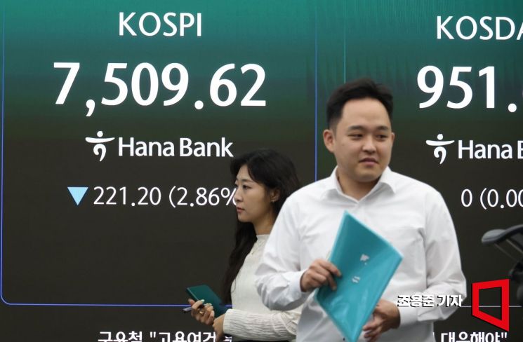 11일 서울 중구 하나은행 본점 딜링룸에서 직원이 증시와 환율 등을 모니터하고 있다.